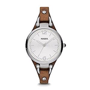 Fossil Women's ES3060 Georgia Three Hand Tan Leather Strap Watch