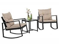 3 Pieces Outdoor Rocking Chair Bistro Set