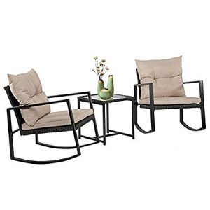 3 Pieces Outdoor Rocking Chair Bistro Set