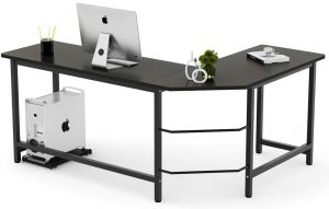 Tribesigns Modern L-Shaped Desk Corner Computer Desk PC Laptop Study Table Workstation Home Office Wood & Metal, Black