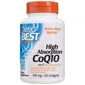 Doctor's Best High Absorption CoQ10 with BioPerine, Gluten Free, Naturally Fermented, Heart Health, Energy Production,100 mg 120 Softgels