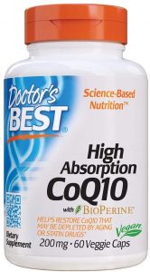 Doctor's Best High Absorption CoQ10 with BioPerine, Gluten Free, Naturally Fermented, Vegan, Heart Health and Energy Production, 200 mg 60 Veggie Caps