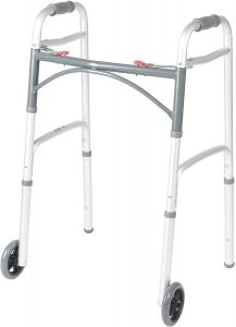 Drive Medical Deluxe Two Button Folding Walker with 5-Inch Wheels