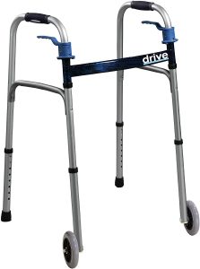 Drive Medical Trigger Release Folding Walker, Brushed Steel