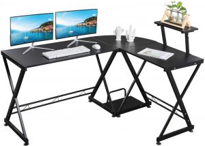GreenForest L Shaped Office Computer Corner Gaming Desk with Moveable Shelf, 58