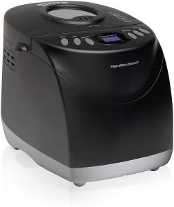 Hamilton Beach 2 lb Digital Bread Maker, Programmable, 12 Settings + Gluten Free, Dishwasher Safe Pan + 2 Kneading Paddles, Black (29882)