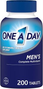 One A Day Men’s Multivitamin, Supplement with Vitamins A, C, E, B1, B2, B6, B12, Calcium and Vitamin D, 200 Count (Packaging May Vary)