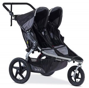 BOB Revolution Flex Duallie 2.0 Jogging Stroller - Up to 100 pounds - UPF 50+ Canopy - Adjustable Handlebar, Black