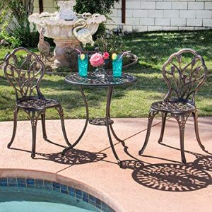 Best Choice Products Outdoor Patio Furniture Tulip Design Cast Aluminum 3 Piece Bistro Set