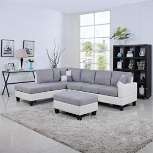DIVANO ROMA FURNITURE Bonded Leather Living Room Sectional Sofa