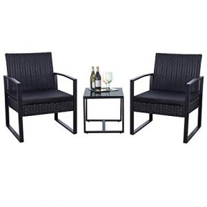 Flamaker 3 Pieces Patio Set Outdoor Wicker Patio Furniture Sets Modern Bistro Set