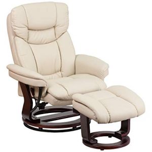 Flash Furniture Contemporary Beige Leather Recliner and Ottoman