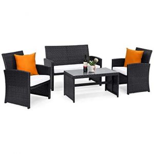 Goplus 4-Piece Rattan Patio Furniture Set