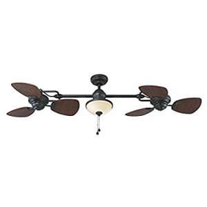 Harbor Breeze Twin Breeze Ii 74-in Oil-rubbed Bronze Outdoor Downrod Ceiling Fan