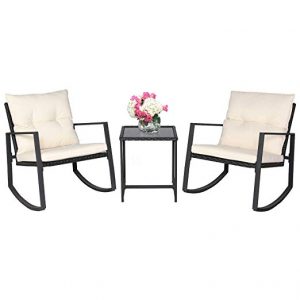 SUNCROWN Outdoor 3-Piece Rocking Bistro Set