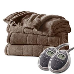 Sunbeam Channeled Velvet Plush Electric Heated Blanket