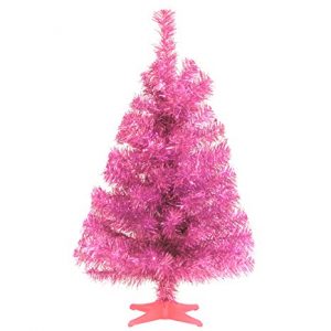 National Tree 2 Foot Red Tinsel Tree with Plastic Stand